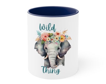 Taza de café con acento de elefante de cosa salvaje, taza de animal única, regalo para amantes de los elefantes, taza de té novedosa, decoración de cocina peculiar