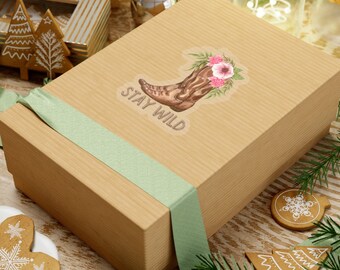 Stay Wild Cowgirl Boots Floral Kiss-Cut Adesivos, Adesivos Ocidentais, Decalques para laptop, Adesivos para planejador, Decoração do Velho Oeste