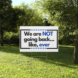 We Are Not Going Back Yard Sign, Activist Sign, Political Statement, Equality Message