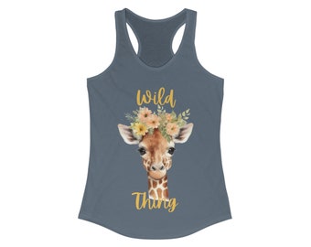 Camiseta sin mangas con espalda cruzada para mujer de jirafa, camiseta sin mangas con estampado de safari, regalo para amantes de los animales, camiseta sin mangas
