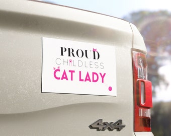 Proud Childless Cat Lady Car Magnets, Funny Cat Mom Gift, Unique Car Decoration, Proud Pet Parent Magnet
