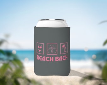 Beach Bach Bachelorette Party Can Cooler Manga, Portabebidas, Manga de lata tropical, Favores de fiesta, Decoración de fiesta en la playa