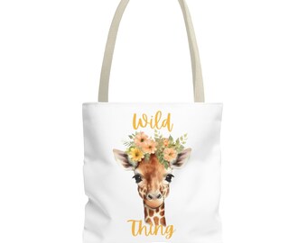 Bolso de mano Wild Thing Giraffe, bolso con estampado animal, bolso de compras amante de la naturaleza, bolso Safari Chic