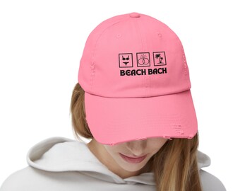 Gorra desgastada de Beach Bach, sombrero de despedida de soltera, gorra de playa unisex, sombrero divertido para el sol, accesorio de fiesta en la playa