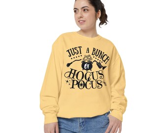 Hocus Pocus Unisex Sweatshirt, Garment-Dyed Pullover, Halloween Sweater, Comfy Pullover, Gift for Him or Her, Cozy Top, Fall Gift Idea