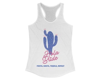 Hola Bride Racerback Tank para despedida de soltera, top nupcial de mujer, camisa de escuadrón de novia, tanque de boda, regalo para ella