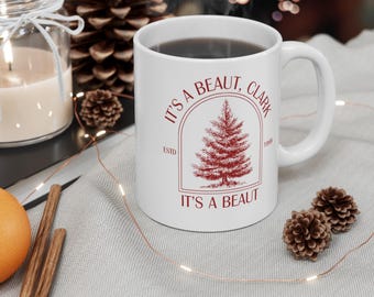 クリスマスバケーションマグ、赤、It's a Beaut Clark、セラミックコーヒーカップ、映画愛好家へのギフト、面白いクリスマスマグ