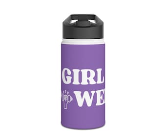 Girl Power Stainless Steel Water Bottle, Light Purple, Standard Lid, Weight Lifting, Gym Hydration, Workout Essential, Girls Who Lift