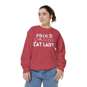 Proud Childless Cat Lady Sweatshirt Kamala Harris 2024, Unisex Garment-Dyed Tee, Funny Cat Lover Gift, Political Graphic Tee
