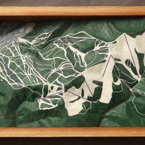 Grote 3D-reliëfkaart Vail met pistes en liften, groen (24" x 11")