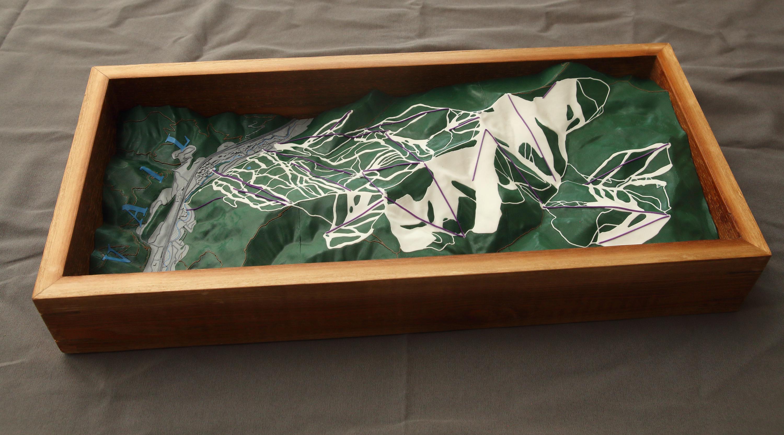 Large Vail 3D Relief Map With Slopes and Lifts, Green (24