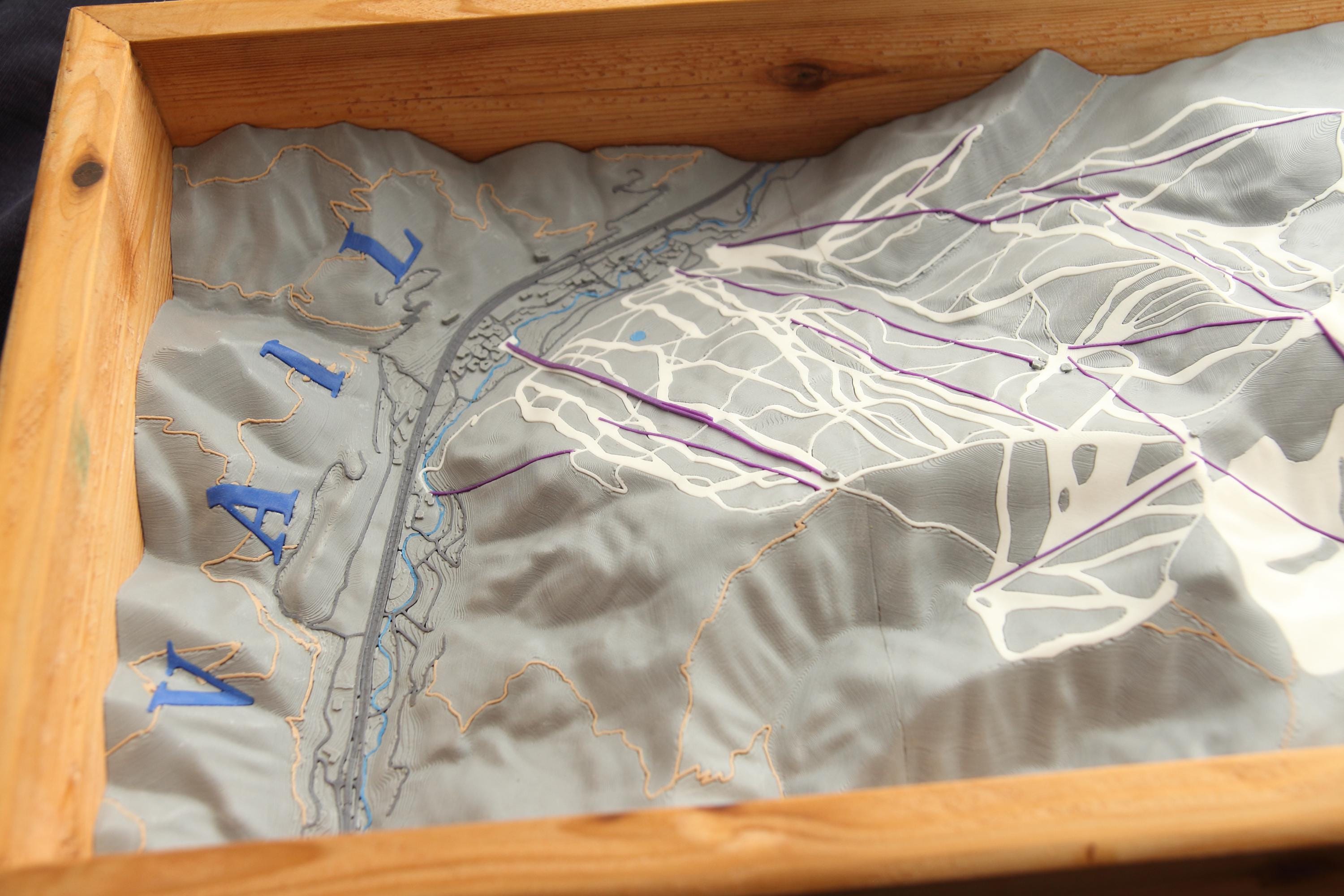 Large Vail 3D Relief Map With Slopes and Lifts, Gray (24