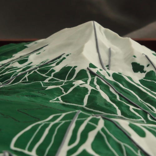 ウィスラー ブラックコム 3D レリーフマップ（斜面とリフト付き）、緑