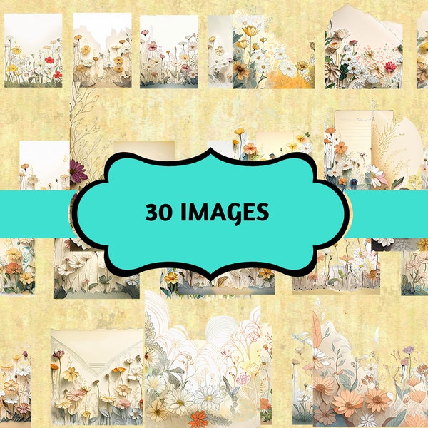 30 Wildflower meadow clipart PNG, Summer flowers for scrapbook, print, wallart, diaries, junk journal, etc. Free commercial use.