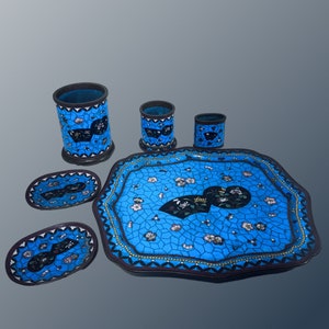 Antike handgemachte japanische Cloisonné Emaille Meiji Periode 6 Stück Schreibset