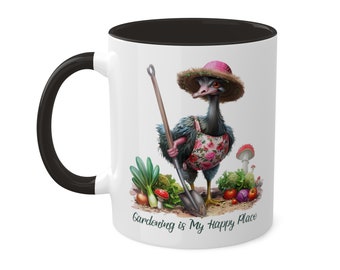 Gardener Ostrich Mug 11oz Ostrich Lover Gift Gardening Mom Her Grandma Him Dad Grandpa Gardener Coffee Tea Cup Colorful Animal Lover Mug