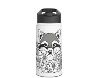 Raccoon Stainless Steel Water Bottle, Standard Lid