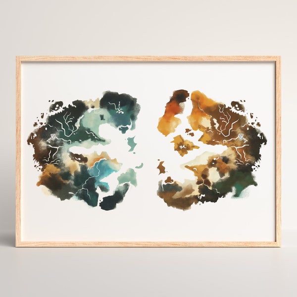 Rorschach Red and Blue Frame TV Art, Painting of 2 similar but opposite positions, Intelligent Art, Digital Download Frame TV