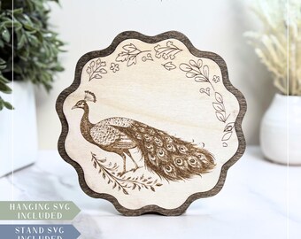 Rustic Peacock Decor | Laser Cut Stand or Wall Art (SVG & PDF)