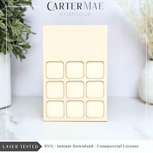 Blank Tic-Tac-Toe SVG | Laser Cutting Ready Display File | 4&quot;x6&quot; Travel Tic Tac Toe | Digital Download | Customize With Your Own Imagery