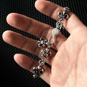 Pulsera gótica Y2K con ancla y cruz en plata / Joyería punk grunge, regalo de San Valentín para él o para ella