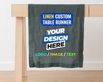 Custom Linen Table Runner, Logo Printed, Events, Weddings