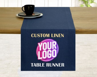 Custom Linen Table Runner, Logo Printed Table Banner