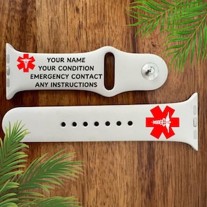 Dysautonomia POTS Medical Alert Apple Watch Band, Laser Engraved Silicone