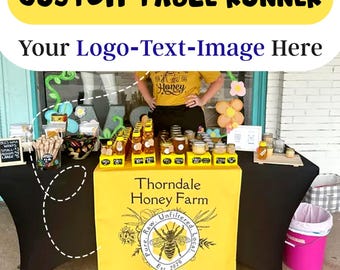 Custom Logo Table Runner, Vendor Event Table Overlay