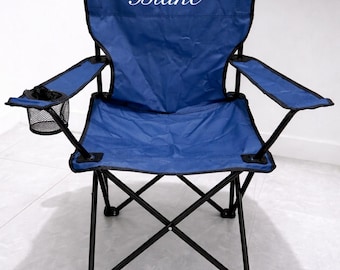 Gepersonaliseerde campingstoel met naam | Op maat gemaakte opvouwbare buitenstoel | Draagbare campingstoel met bekerhouder | Cadeau voor kampeerliefhebbers
