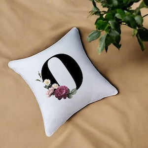 Almohadas de algodón con letras iniciales personalizadas, funda de almohada con letras, almohadas decorativas, el mejor regalo para niñas pequeñas, 12" x 12" pulgadas cuadradas