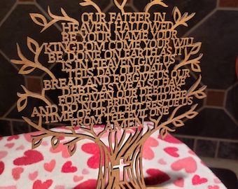Lord's Prayer Tree: Christian Home Decor Shelf Sitter