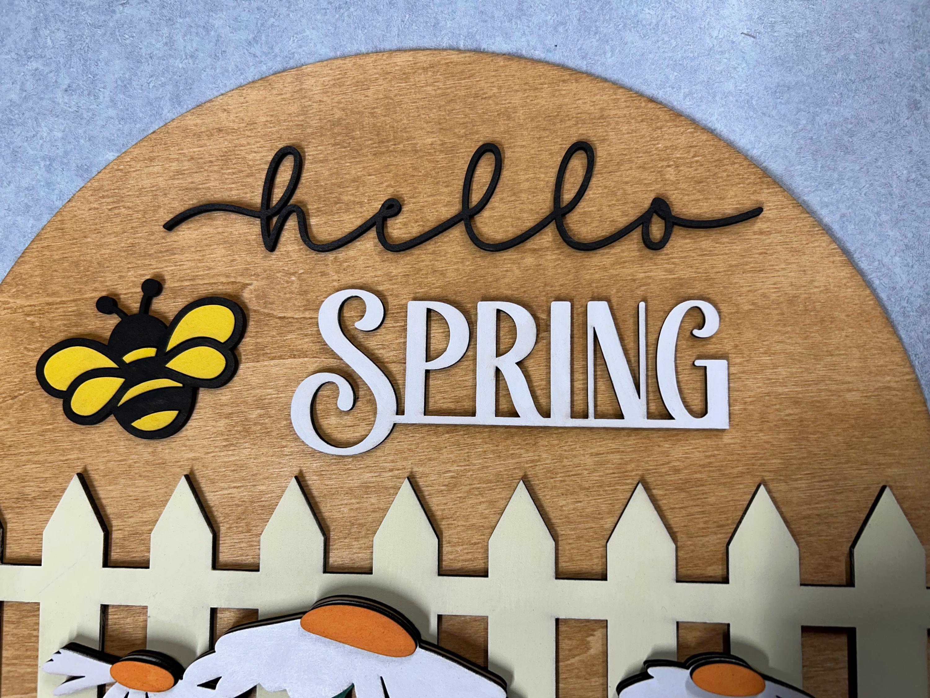 Spring Welcome Sign Hello Spring Door Hanger Spring Porch Decor Happy ...