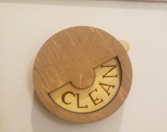 Wooden Clean Dirty Dishwasher Magnet: Kitchen Decor