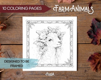 Farm Animals to color and frame | coloring book for adults and children | print and color PDF | crafts to give as a gift