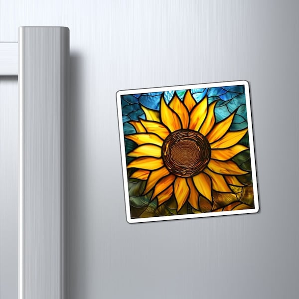 Sunflower Magnet | Sunflower Stained Glass | Flower Magnet | Stained Glass Magnet | Floral Magnet
