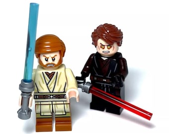 Star Wars Lego fit Anakin Skywalker / Obi Wan Kenobi Duel on Mustafar Minifigures Brand New