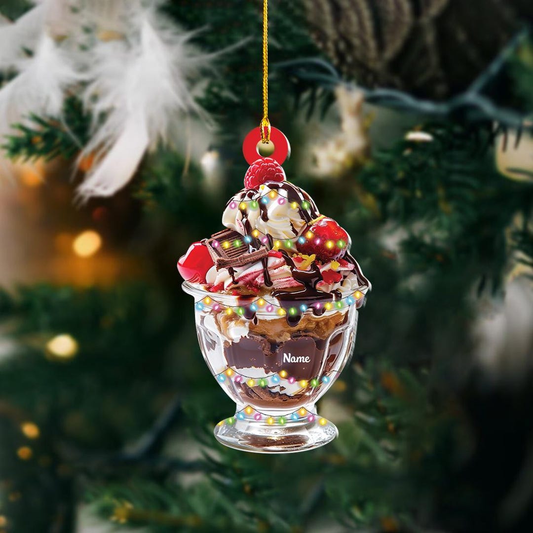 Custom Sundae Personalized 2D Flat Sundae Ornament, Sundae Christmas Decor, Sundae ...