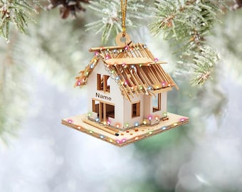 Personalized Under Construction House Christmas Ornament, Construction Christmas Ornament, Constructor Ornament, Worker Gift TD-1104-LJ1O