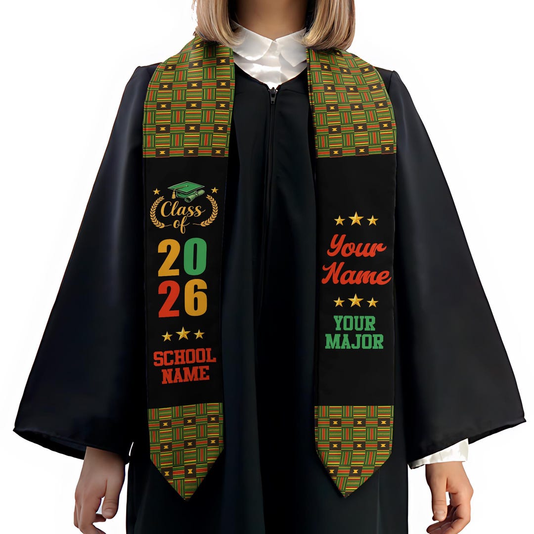 Personalized African American Stole, Kente Graduation Sash, Class of ...
