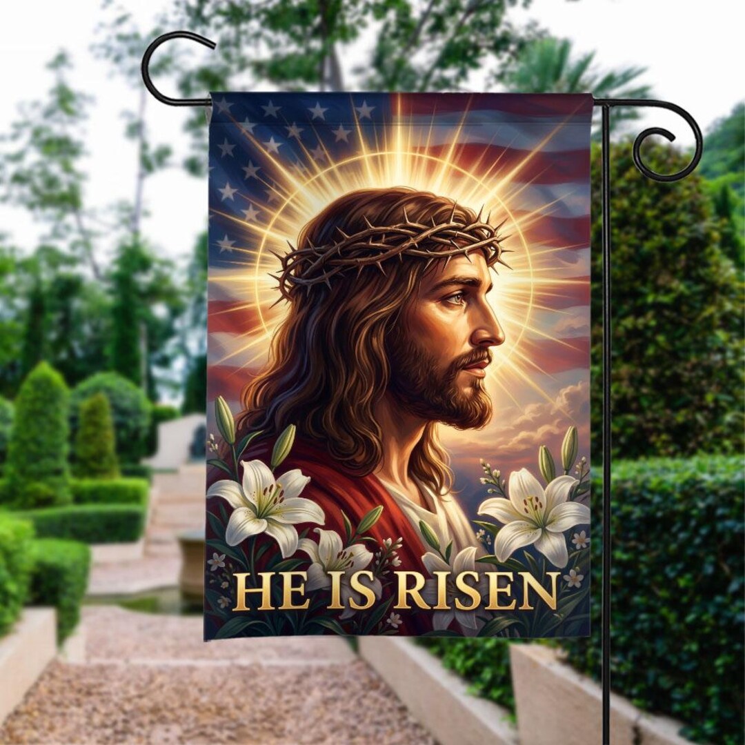 He is Risen Garden Flag, Jesus Christ Resurrection Banner, Christian ...