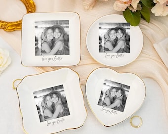 Personalized Besties Photo Jewelry Dish, Soul Sister Ring Dish Gift, Ceramic Jewelry Dish, Best Friend Gift, Gift for Her Sister Ujt-2