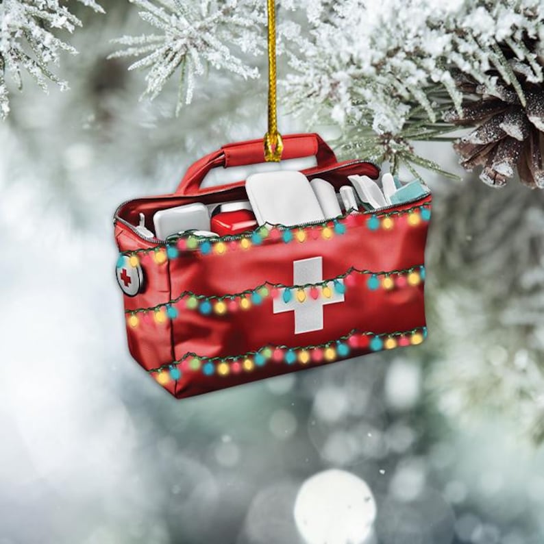 Personalized First Aid Bag Ornament, First Aid Kit Christmas Ornament