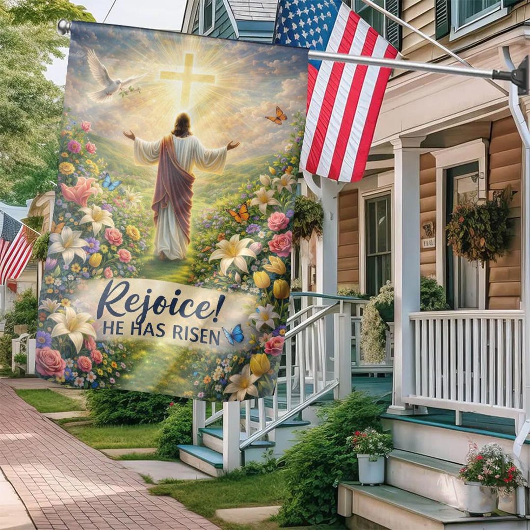 He is Risen Jesus Flag, Christian Easter Garden Decor, Religious Spring ...
