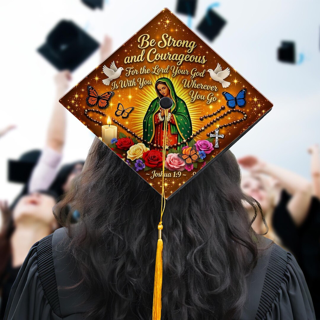 Personalized Virgin Mary Graduation Cap Topper Catholic Mortarboard ...