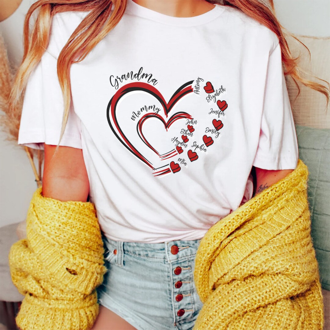 Personalized Grandma Shirt - Custom Grandkids Name Shirt For Nana, Mimi, Mom - Christmas Birthday Gift