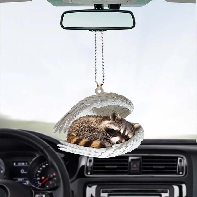 Raccoon Angel Wings Car Ornament, Raccoon Christmas Ornament, Raccoon ...