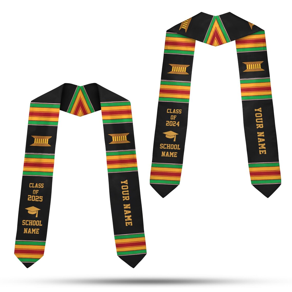 Personalized African American Stole, Kente Graduation Sash, Class of ...
