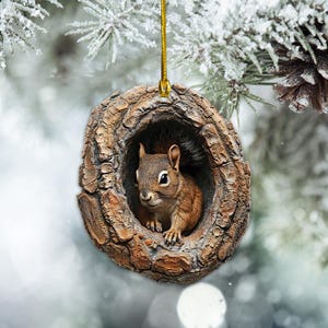 Squirrel 2D Flat Ornament, Squirrel Christmas Ornament, Squirrel Rearview Mirror Car Ornament, Squirrel Hanging Ornament Gift TD-1010-LJOV