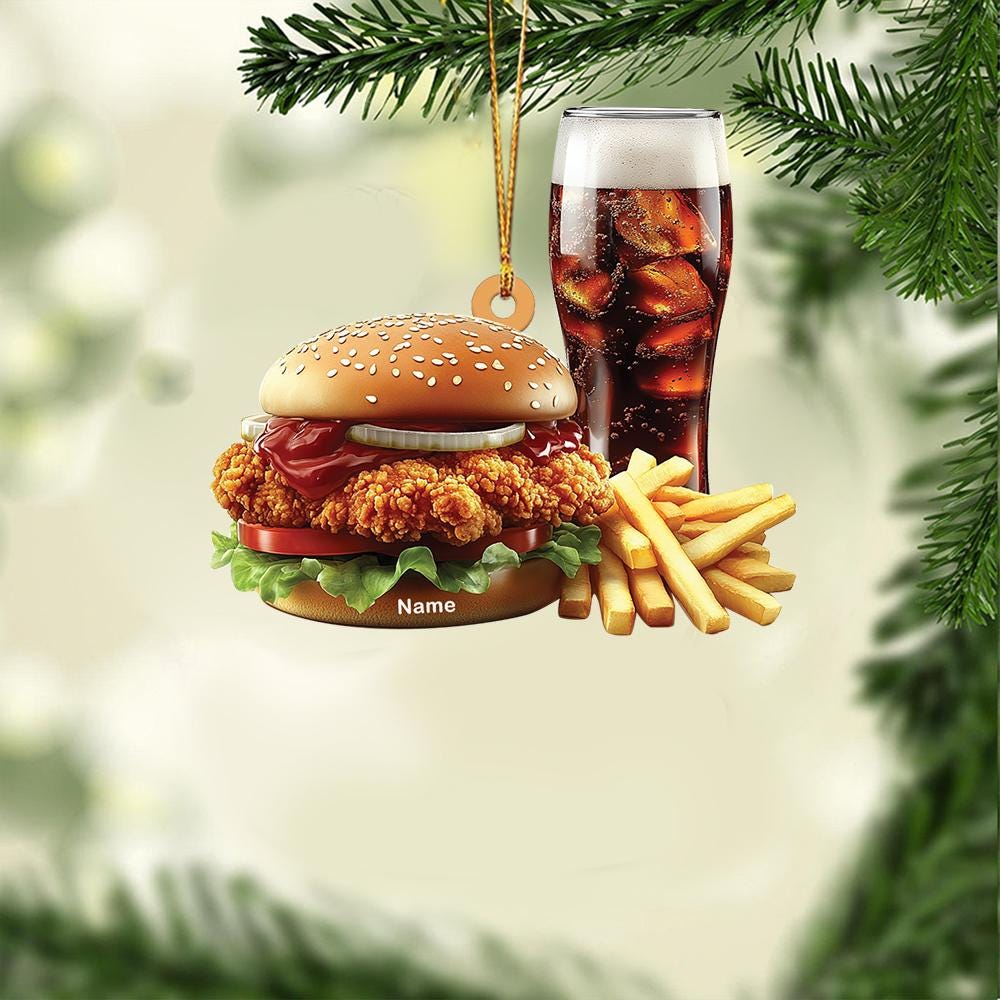Discover Personalized Hamburger Ornament, Hamburger Christmas Ornament, Fast Food Burgers Shop Ornament Decor, Kitchen Holiday Ornament